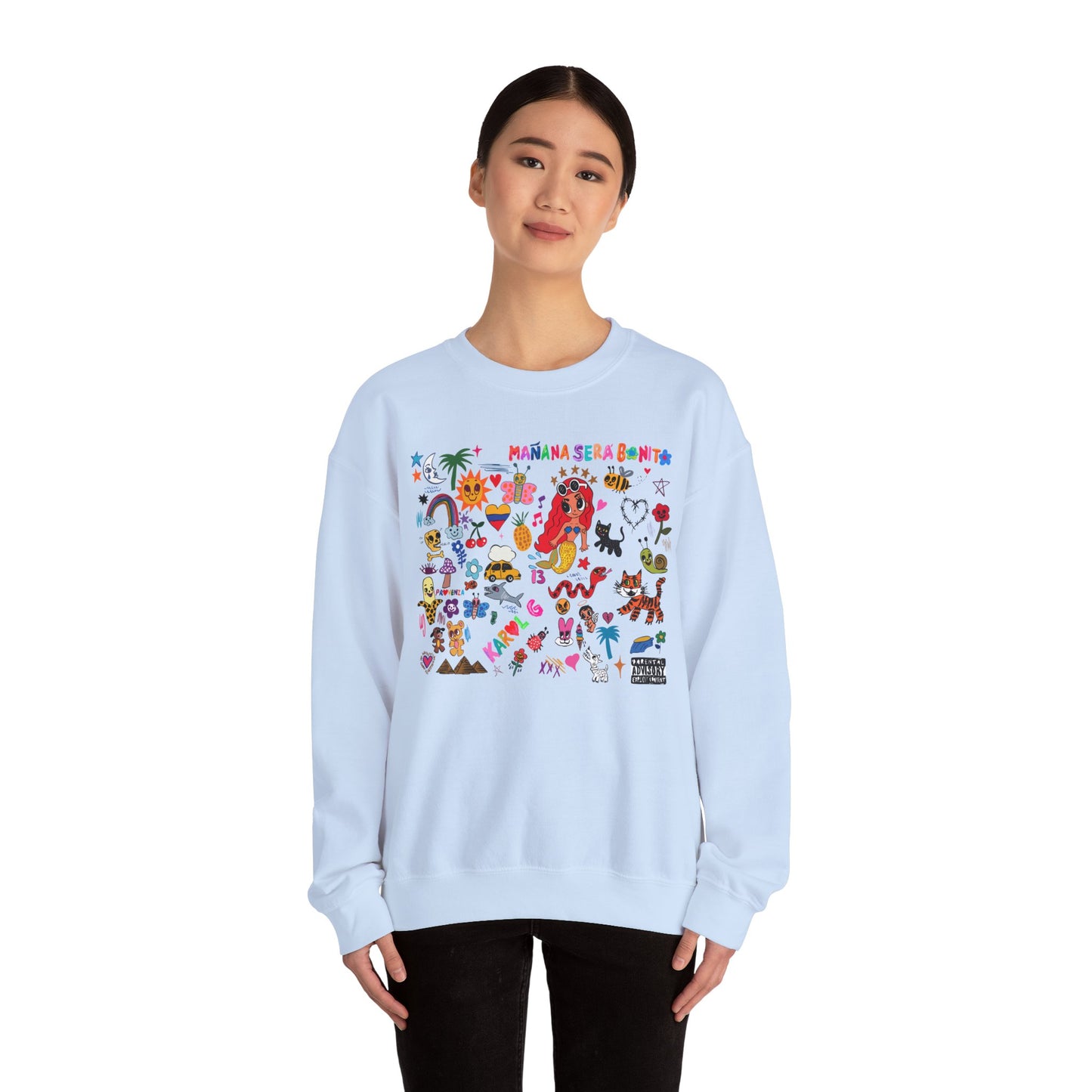 Manana Sera Bonito Crewneck, Colorful Graphic Crewneck Sweatshirt, Fun Style Sweater, Gift for Friends, Cozy Casual Top,Unisex Fashion