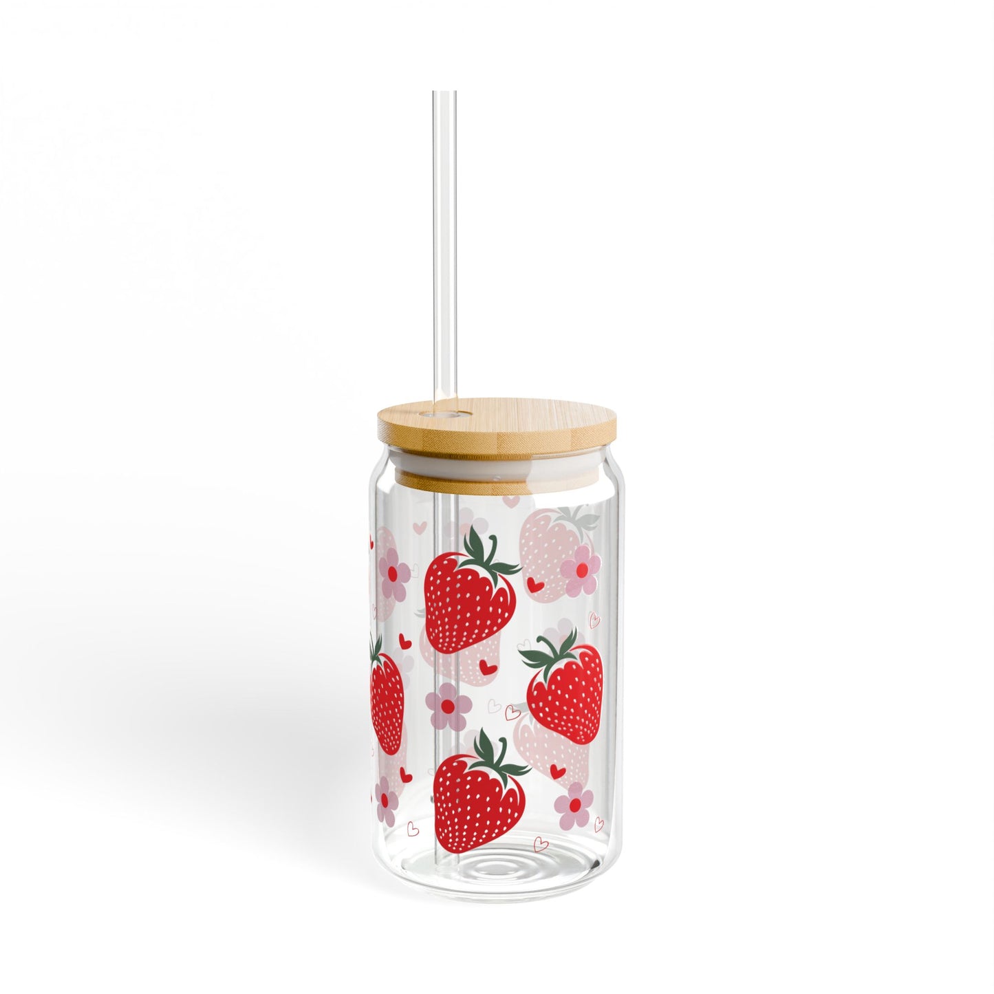 Strawberry Sipper Glass, Cute Drinkware, Eco Friendly Mug, Perfect for Summer Parties, Strawberry Lovers Gift, Valentines Day Decor