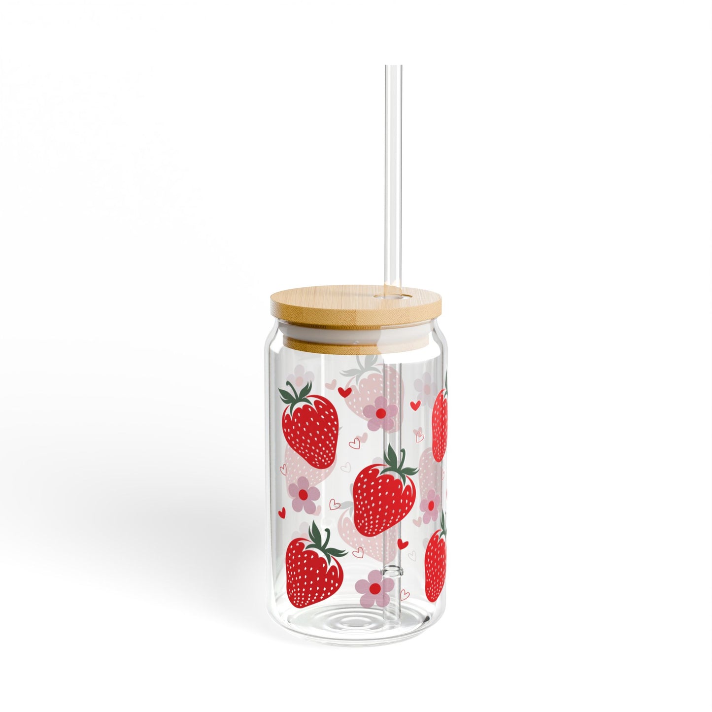 Strawberry Sipper Glass, Cute Drinkware, Eco Friendly Mug, Perfect for Summer Parties, Strawberry Lovers Gift, Valentines Day Decor
