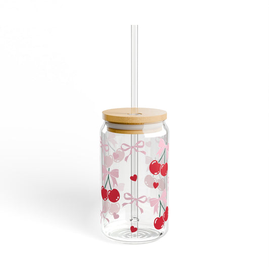 Cherry Bliss Sipper Glass, Cute Cherry Glass with Straw, Perfect for Home, Eco-Friendly Drinkware, Gift for Friends, Summer Vibes