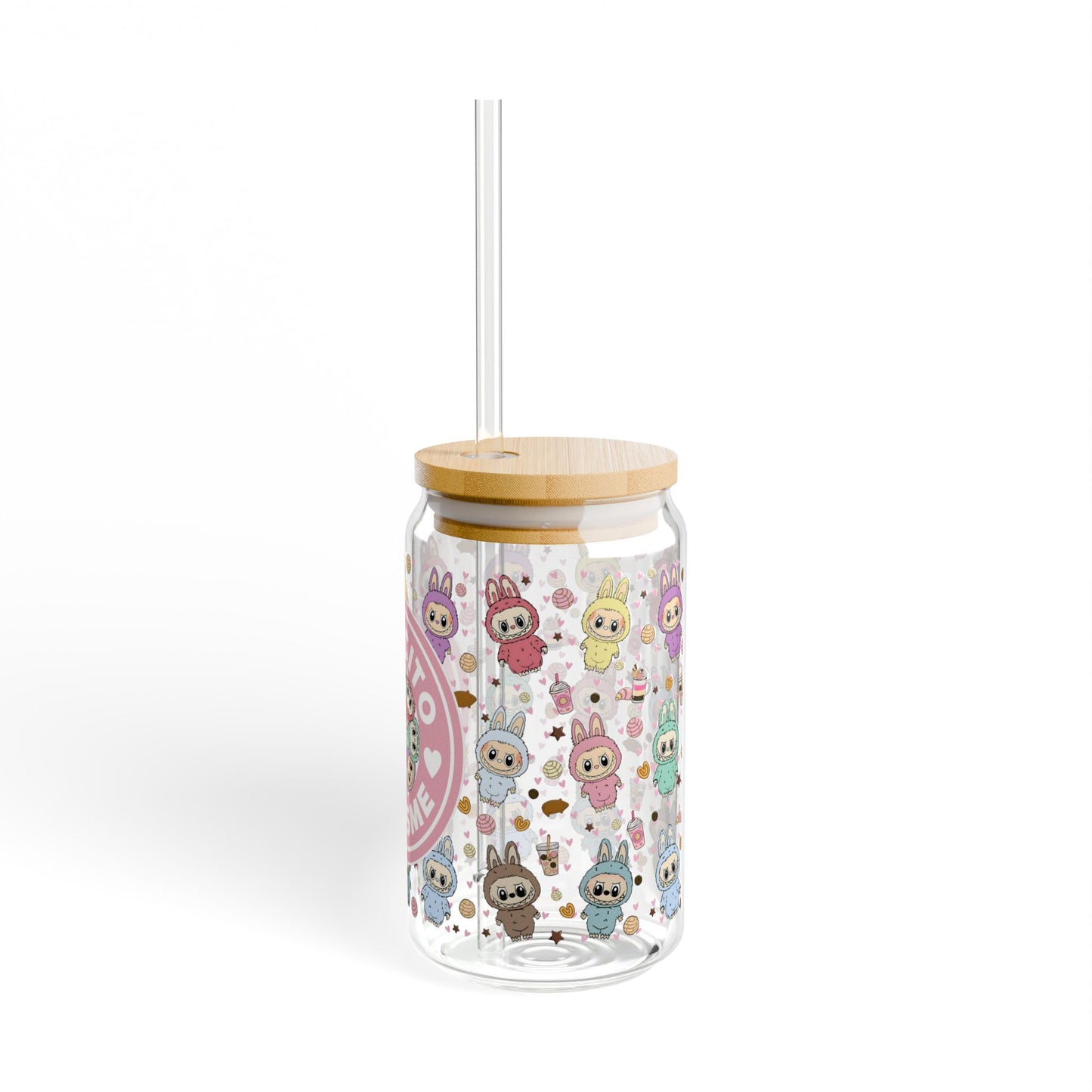 Cute Character Cafecito Chisme Sipper Glass | Adorable 16oz Drinkware for Coffee Lovers, Gift for Her, Cute Kitchen Decor, Summer Drinks