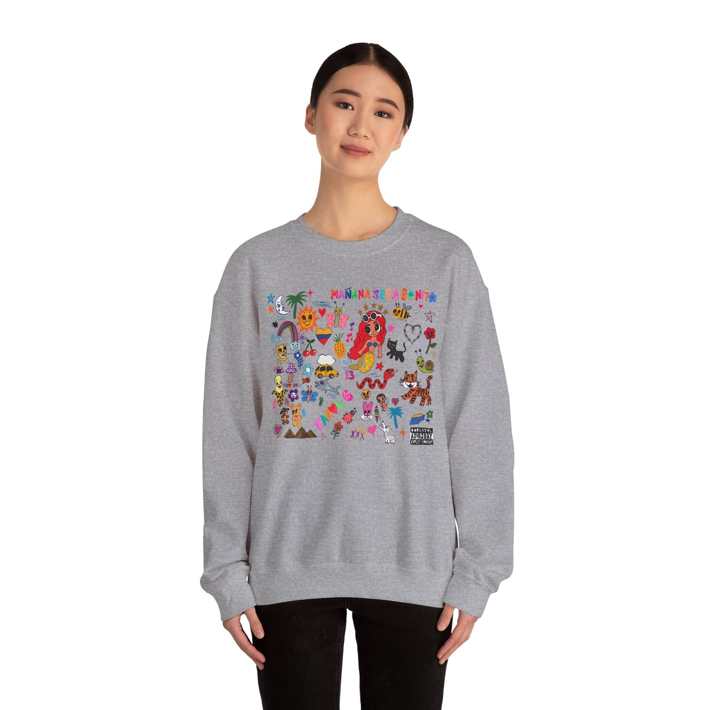 Manana Sera Bonito Crewneck, Colorful Graphic Crewneck Sweatshirt, Fun Style Sweater, Gift for Friends, Cozy Casual Top,Unisex Fashion
