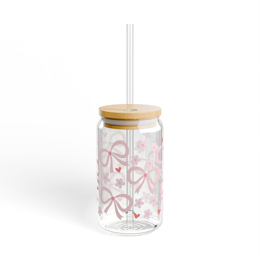 Charming Floral Sipper Glass, 16oz - Perfect for Summer Sips, Eco-Friendly Drinkware, Gift for Her, Wedding Favors, Party Accessory