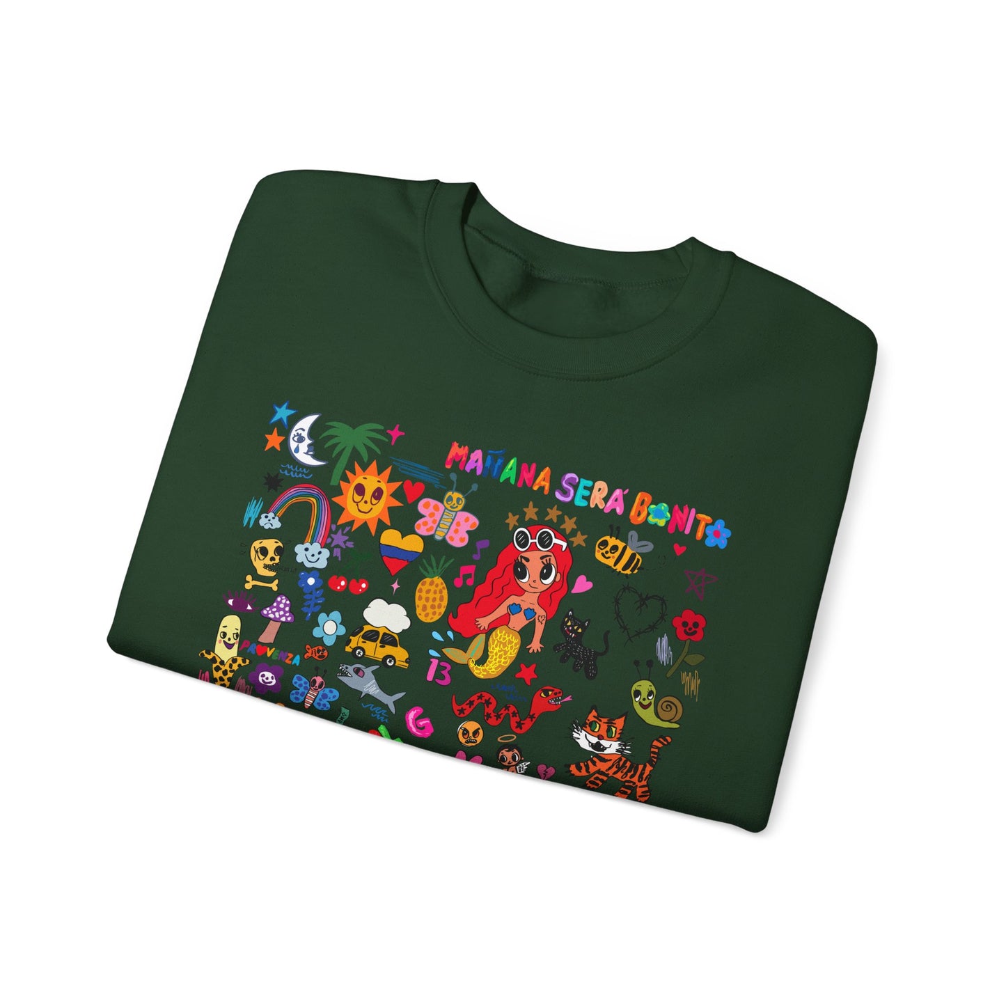 Manana Sera Bonito Crewneck, Colorful Graphic Crewneck Sweatshirt, Fun Style Sweater, Gift for Friends, Cozy Casual Top,Unisex Fashion