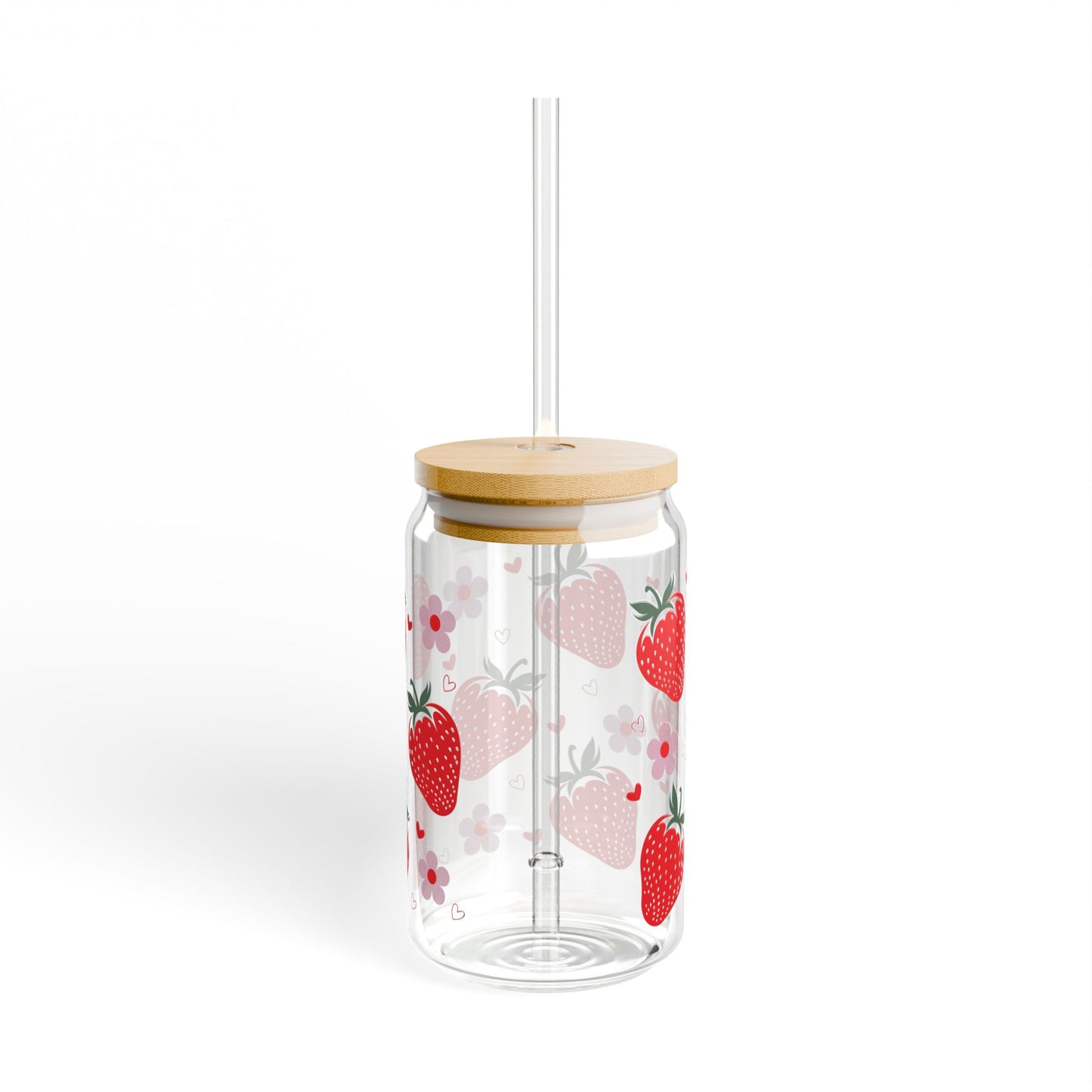 Strawberry Sipper Glass, Cute Drinkware, Eco Friendly Mug, Perfect for Summer Parties, Strawberry Lovers Gift, Valentines Day Decor