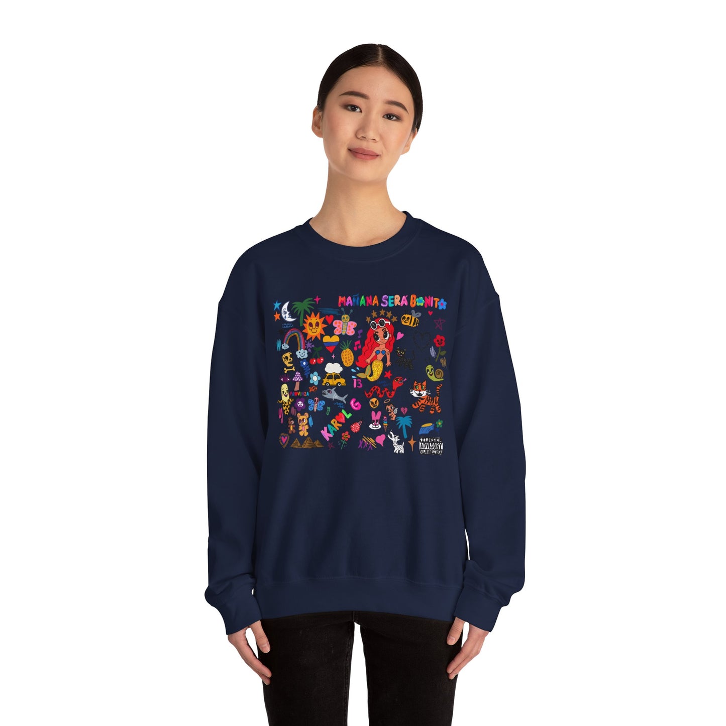 Manana Sera Bonito Crewneck, Colorful Graphic Crewneck Sweatshirt, Fun Style Sweater, Gift for Friends, Cozy Casual Top,Unisex Fashion