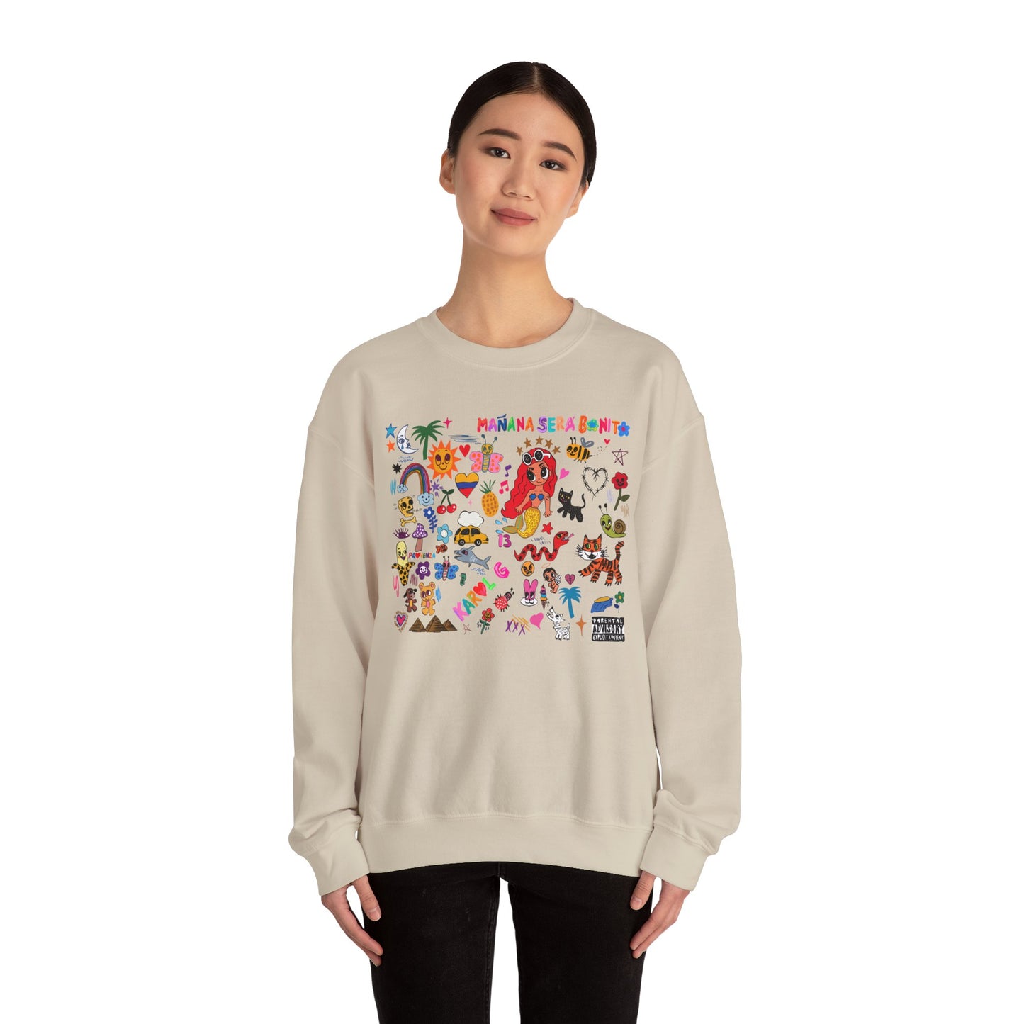 Manana Sera Bonito Crewneck, Colorful Graphic Crewneck Sweatshirt, Fun Style Sweater, Gift for Friends, Cozy Casual Top,Unisex Fashion
