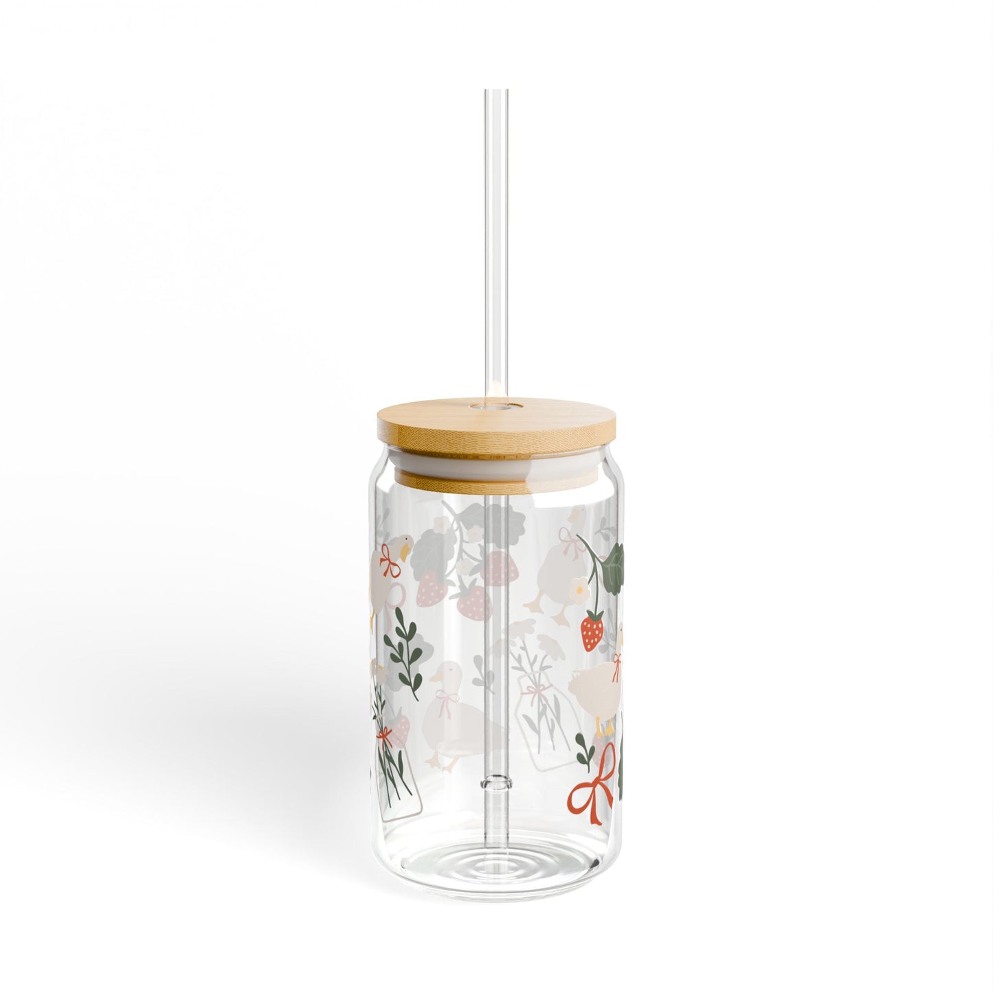 Charming Sipper Glass, 16oz Mason Jar with Straw, Vintage Strawberry Design, Perfect for Summer Parties, Gift for Tea Lovers, [...]