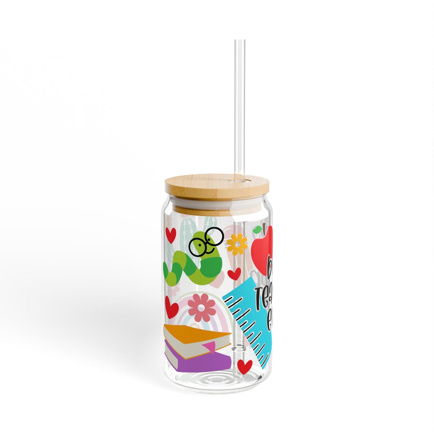 Best Teacher Ever Sipper Glass, 16oz - Perfect Gift for Educators, Teacher Appreciation, School Supplies, Personalized Drinkware
