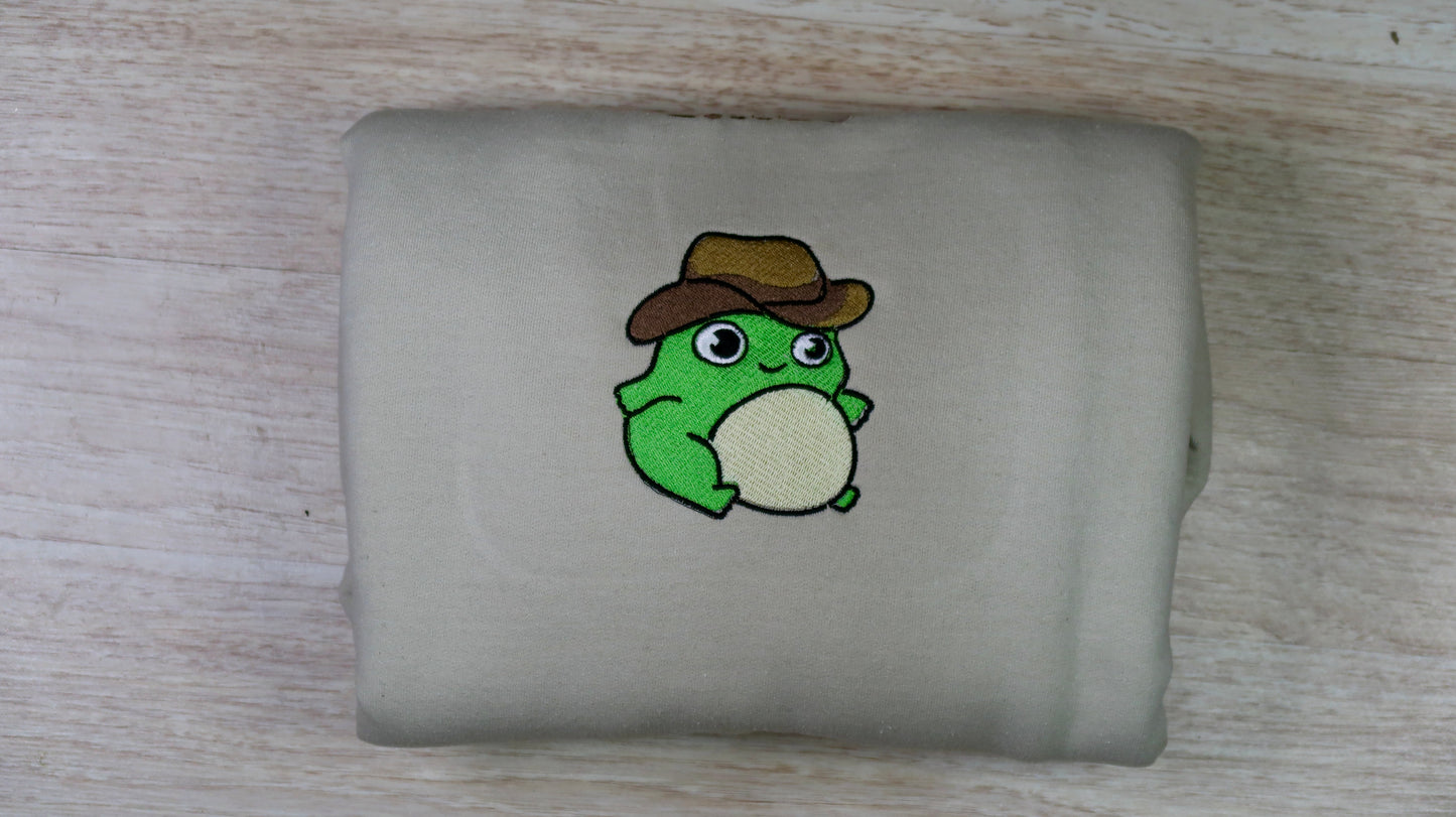 Cowboy Frog Embroidered Crewneck