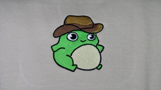 Cowboy Frog Embroidered Crewneck